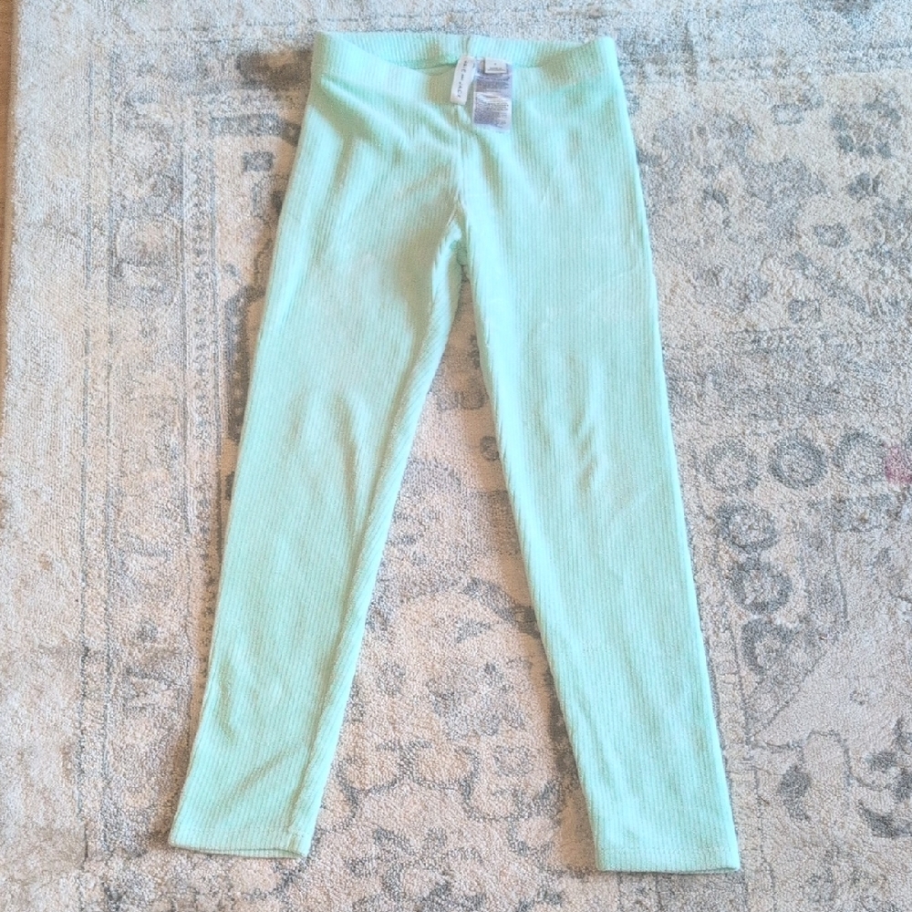 J&J Mint Stretch Velour Leggings Sz 6